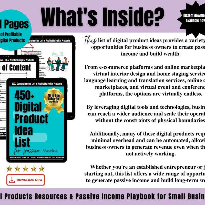 450+ Digital Products Ideas To Create And Sell Today For Passive Income, 2023 Digital Downloads Small Business Ideas and Bestsellers to Sell