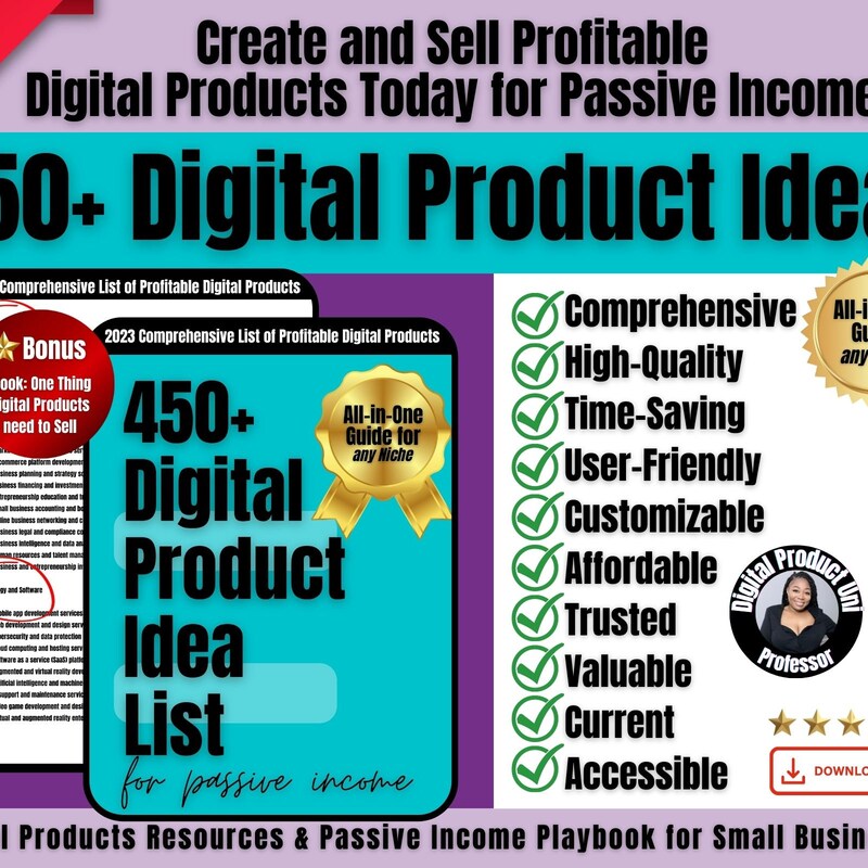 450+ Digital Products Ideas To Create And Sell Today For Passive Income, 2023 Digital Downloads Small Business Ideas and Bestsellers to Sell