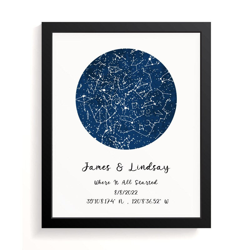 Custom Star Map - Printable Valentines Gift, Digital Download Valentines for Him / For Her, Personalized Night Sky Print - Quick Turnaround