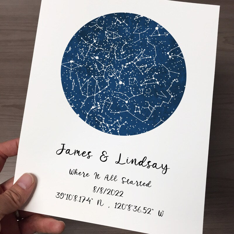 Custom Star Map - Printable Valentines Gift, Digital Download Valentines for Him / For Her, Personalized Night Sky Print - Quick Turnaround