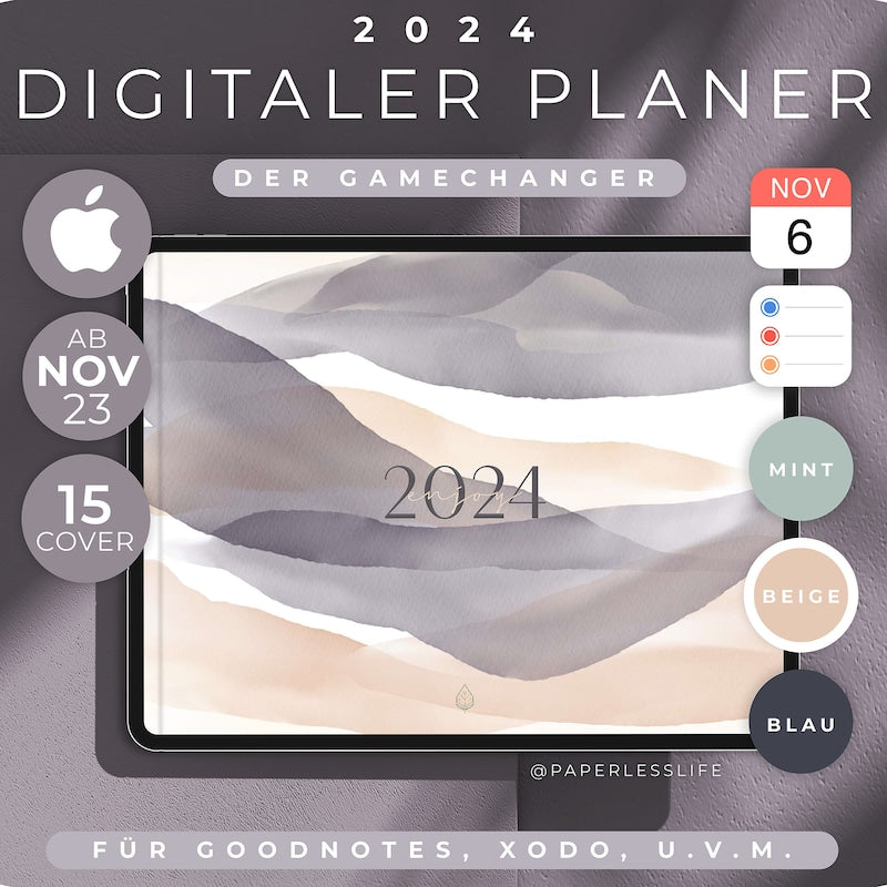 2024 Digital Planner German / GoodNotes Calendar iPad "The Gamechanger" with Apple Calendar function