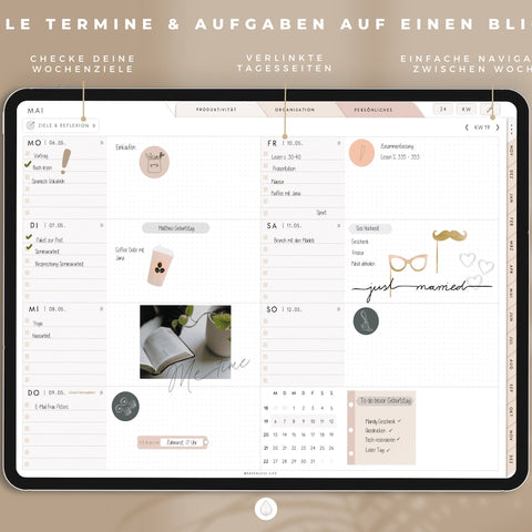 2024 Digital Planner German / GoodNotes Calendar iPad "The Gamechanger" with Apple Calendar function