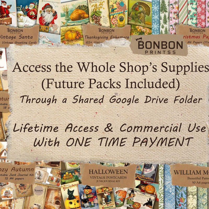 ENTIRE SHOP BUNDLE, Junk Journal Supplies, The Ultimate Full Collection, Printable Scrapbook Supplies, Commercial License, Lifetime Access