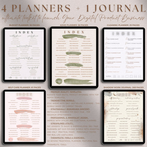 PLR Digital Planner Bundle, Editable Journal Commercial Use, Undated Planner Hyperlink, Digital Product Business, PLR Template Resell Rights