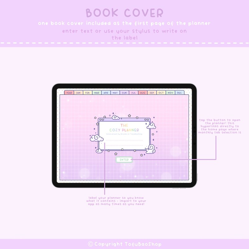 THE COZY PLANNER, Digital Planner, Kawaii Digital Planner, Cute Digital Planner, Digital Planner Cute, Cute Planner, 2024 Digital Planner