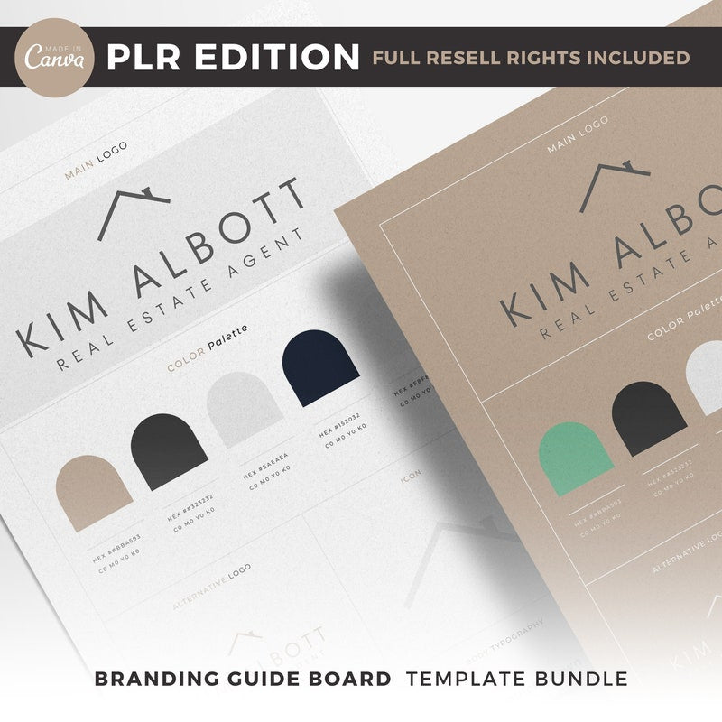 BOHO PLR Editable Branding Guide Board Template Bundle | Master Resell Rights | Branding Style Guide | Canva Pro Template | Digital Download