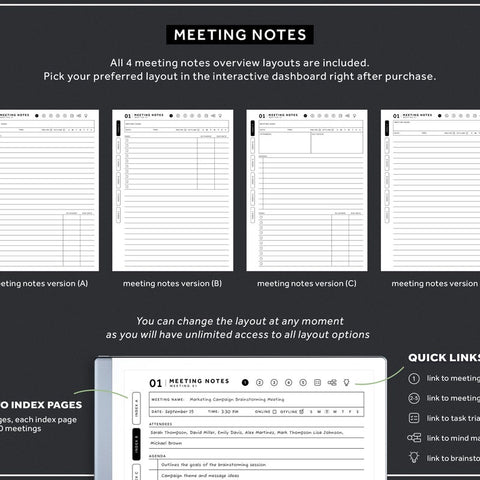 ReMarkable 2 Templates Bundle, Daily Planner, Daily Journal 2024, 2025, Meeting Notes, Project Planner, Notebook