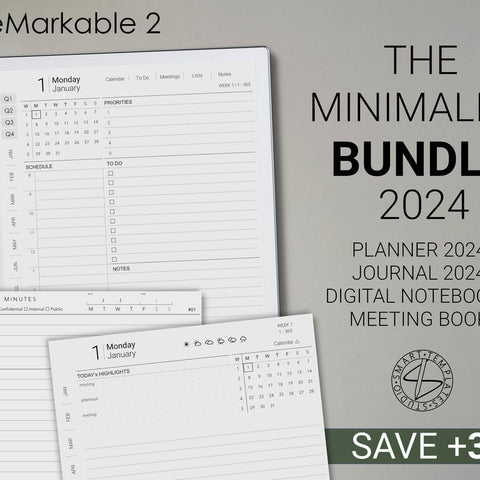 reMarkable 2 Minimalist Bundle 2024 | Digital Planner / Journal / Meetings / Notes (Digital Download)