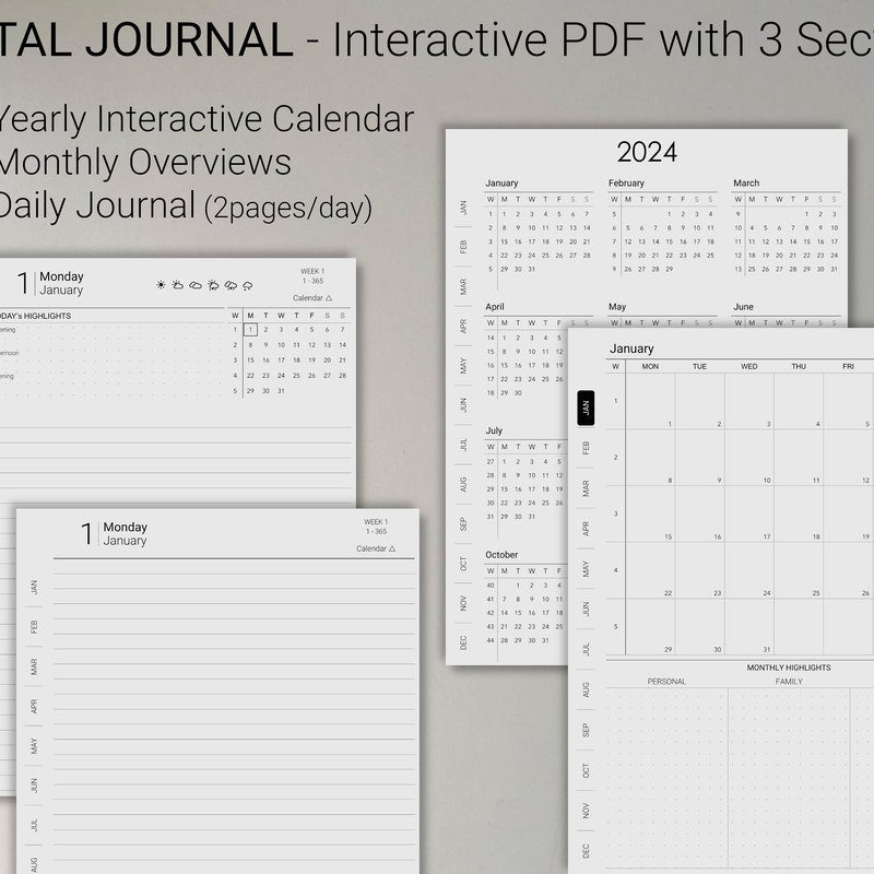 reMarkable 2 Minimalist Bundle 2024 | Digital Planner / Journal / Meetings / Notes (Digital Download)