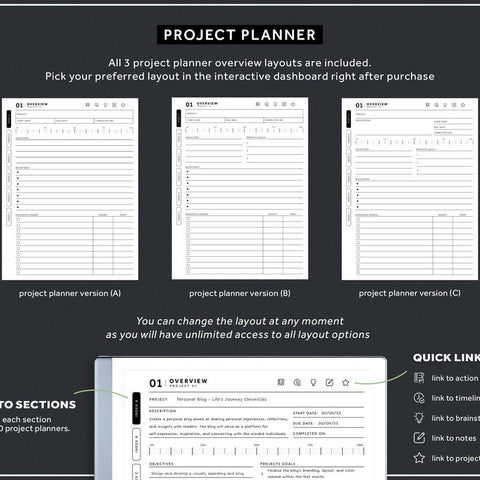 ReMarkable 2 Templates Bundle, Daily Planner, Daily Journal 2024, 2025, Meeting Notes, Project Planner, Notebook