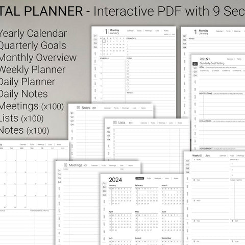 reMarkable 2 Minimalist Bundle 2024 | Digital Planner / Journal / Meetings / Notes (Digital Download)