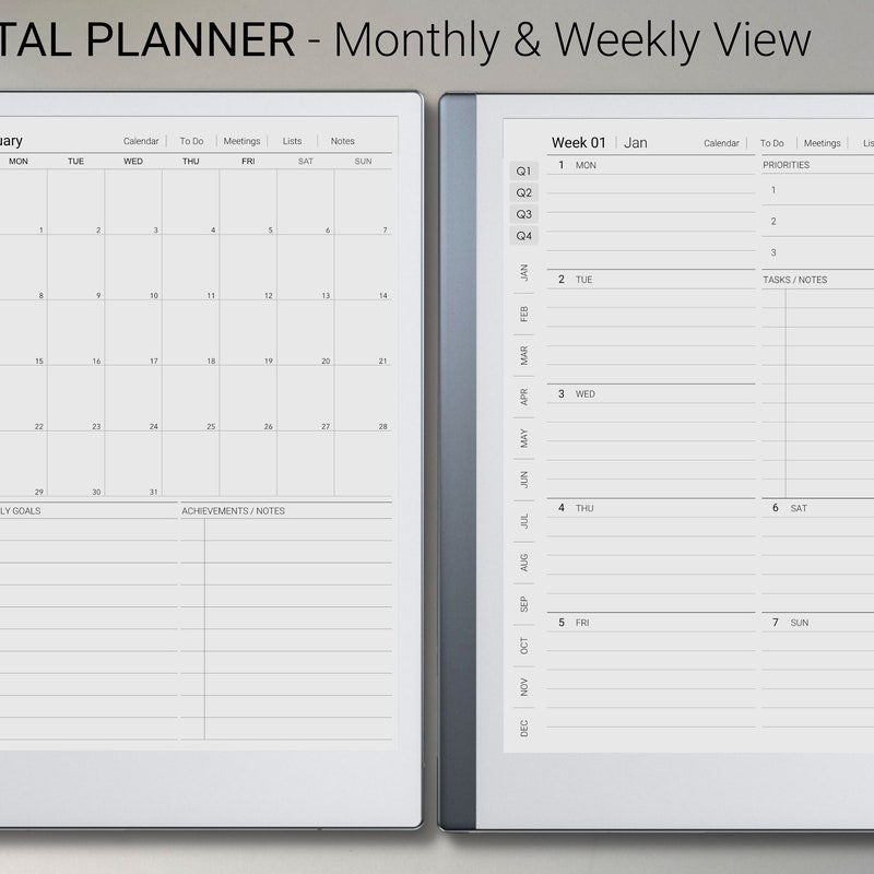 reMarkable 2 Minimalist Bundle 2024 | Digital Planner / Journal / Meetings / Notes (Digital Download)