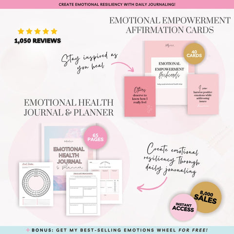 Emotional Renewal 11-in-1 Bundle Digital Downloads, Mental Health Journal Prompts, Emotional Intelligence Workbook, Feelings Journal PDF