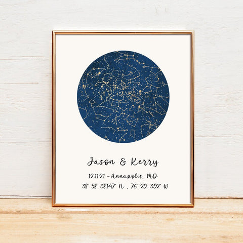 Custom Star Map - Printable Valentines Gift, Digital Download Valentines for Him / For Her, Personalized Night Sky Print - Quick Turnaround