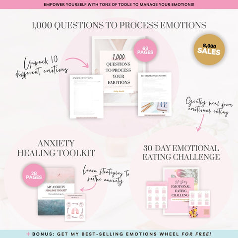 Emotional Renewal 11-in-1 Bundle Digital Downloads, Mental Health Journal Prompts, Emotional Intelligence Workbook, Feelings Journal PDF